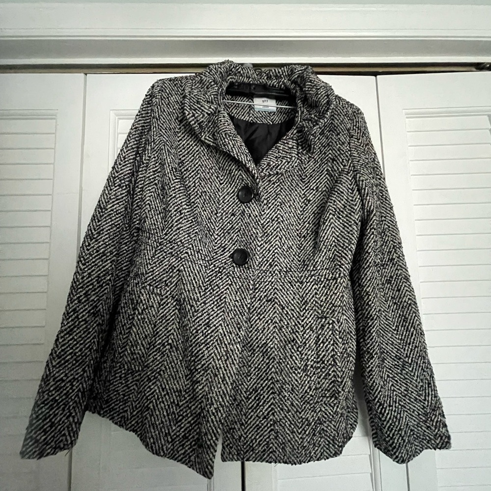 Old Navy Black and White Pea Coat